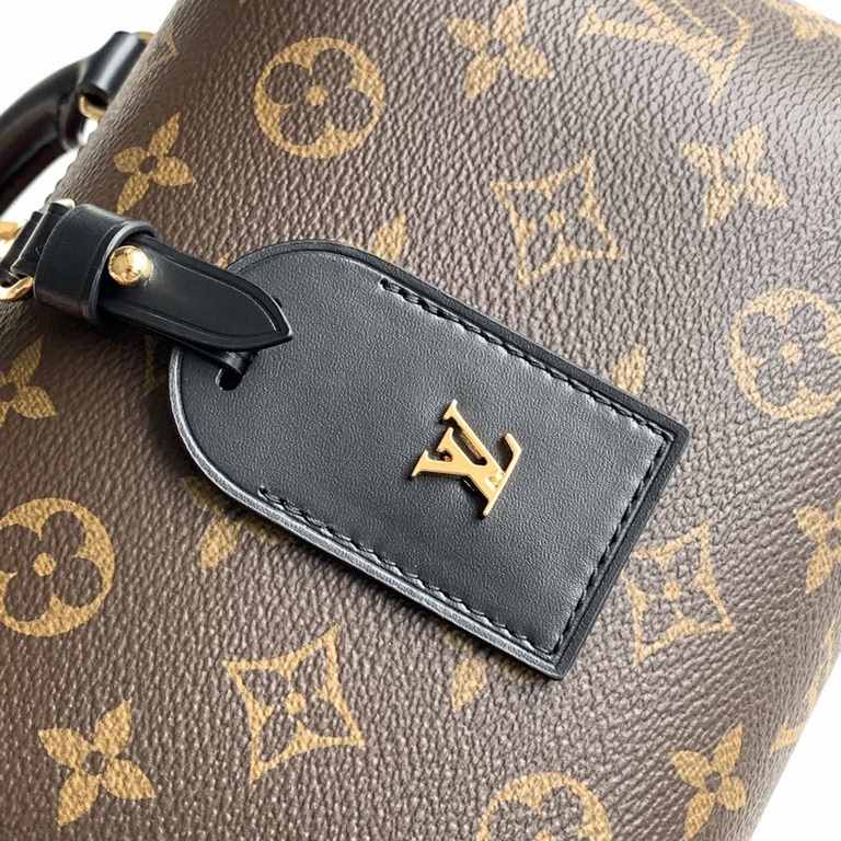 Top of the lineM45571PETITE MALLE SOUPLE HANDBAGThe Petite Malle Souple handbag is crafted from Monogram canvas and incorporates studded leather trims and a leather name tag that speaks to Louis Vuitton's heritage of lug