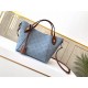 SpecialtyExtra Fine  M54350 Haze Blue] HINA small handbag with double design Spring buckle in the middle of the bag Foldable and stretchable Switch between a tote bag and a modern bucket bag, cut from calfskin leather wi