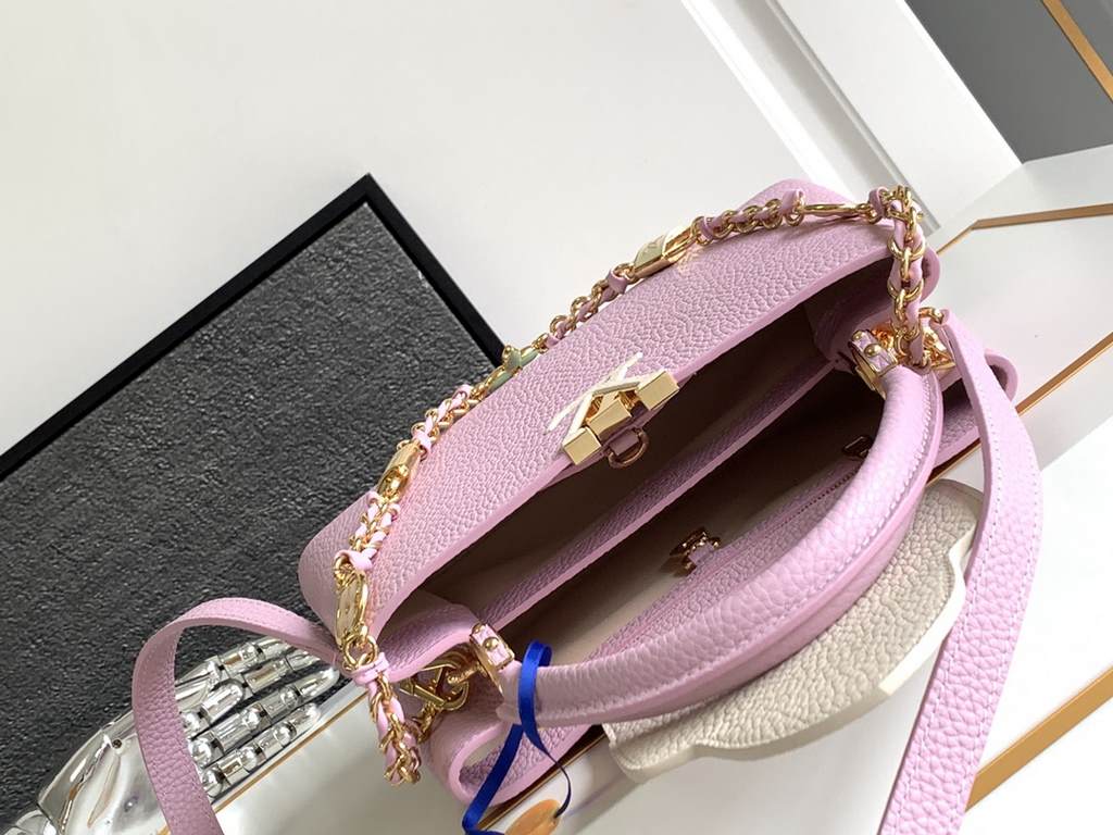 [Special original] M23950 Pink (Dynamic Chip Edition) Leather is Italy A grade leather is in the quality, hardware, fabrics, handmade, oil edge, A-grade production Size 27x18x9CM bonded number