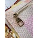 Exclusive N40749 】This Pochette Métis East West bag from the Damierlicious collection is made of Damier Giant canvas dipped in pastel shades. The on-trend silhouette features a neat interior with an S-lock closure, a sho