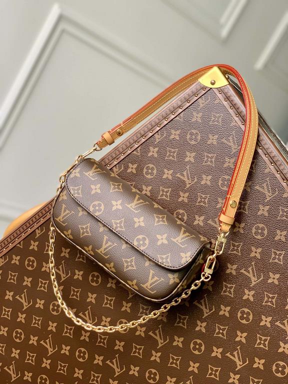 Comes fully packagedThe top-of-the-line M81911 Wallet On Chain Ivy handbag is made of Monogram canvas, inspired by the Sac Recoleta handbags of the 2000s. A card compartment and zippered interior pocket hold your daily n