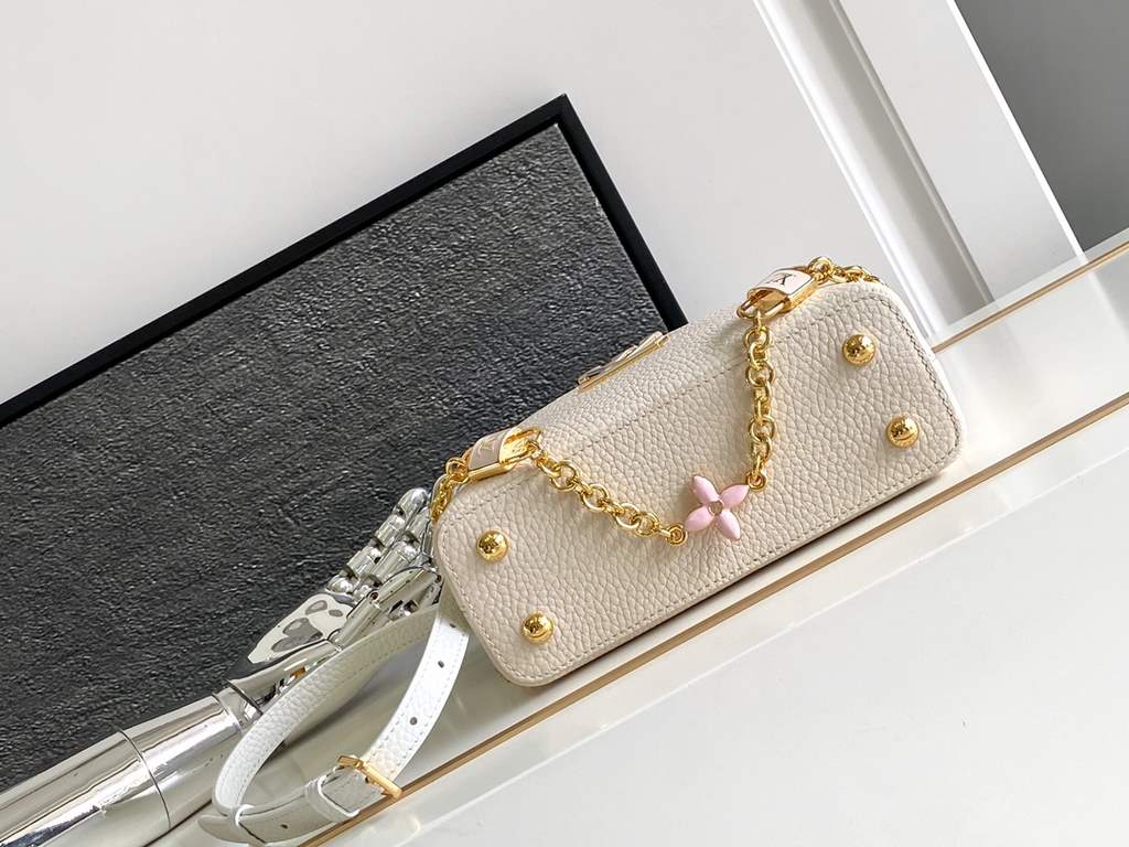 [Special original] M23953 Pearl White (Dynamic Chip Edition) Leather is Italy A grade leather is in the quality, hardware, fabrics, handmade, oil edge, A-grade production Size 21x14x8CM bonded number