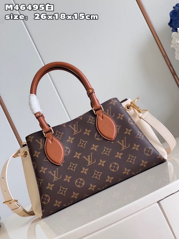 Exclusive M46495 White 】The Opéra BB handbag is a patchwork of Monogram canvas, grained leather and smooth leather, all in Louis Vuitton's signature style. Subtle rivets embellish the rolled leather handles, while the le