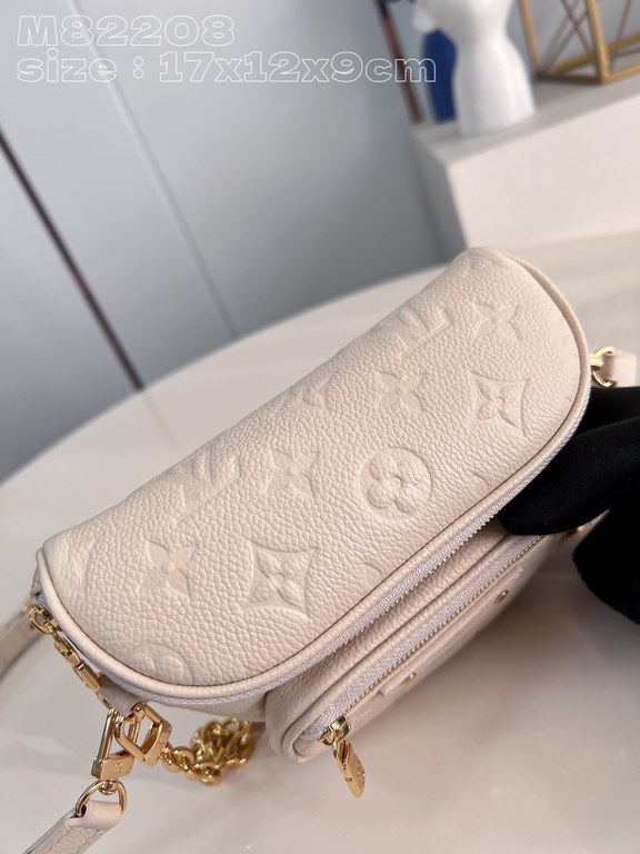 Exclusive M82208 Embossed Cream 】 This Mini Bumbag is crafted from Monogram Empreinte leather, Louis Vuitton's soft take on the trendy fanny pack design, featuring a zippered main compartment and zippered pockets with em