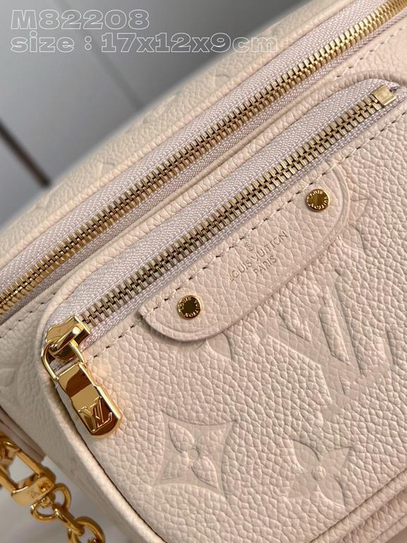 Exclusive M82208 Embossed Cream 】 This Mini Bumbag is crafted from Monogram Empreinte leather, Louis Vuitton's soft take on the trendy fanny pack design, featuring a zippered main compartment and zippered pockets with em