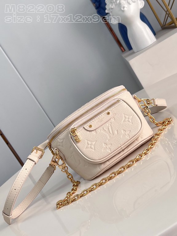 Exclusive M82208 Embossed Cream 】 This Mini Bumbag is crafted from Monogram Empreinte leather, Louis Vuitton's soft take on the trendy fanny pack design, featuring a zippered main compartment and zippered pockets with em