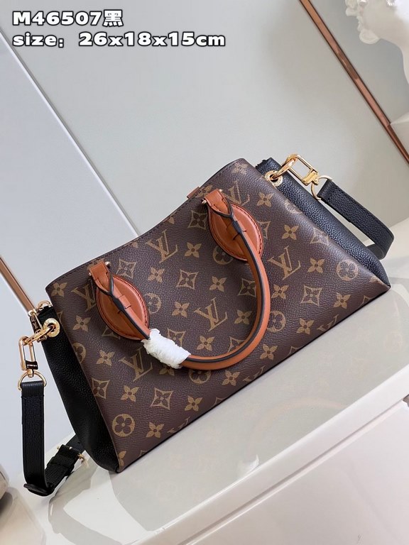 Top quality original M46507 black 】Opéra BB handbag is a patchwork of Monogram canvas, grained leather and smooth leather, reflecting Louis Vuitton's iconic style. Subtle rivets embellish the rolled leather handles, leat