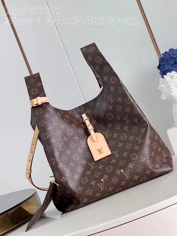 Exclusive M46817 】This large Atlantis bag is made from Monogram canvas and features an innovative shopper shape with an attention-grabbing LV monogram nameplate that emphasizes the brand's identity. The zippered interior