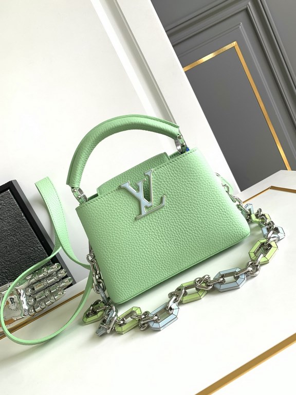 [Special original] M24683 Green (Dynamic Chip Edition) Leather is Italy A grade leather is in the quality, hardware, fabrics, handmade, oil edge, A-grade production Size 21x14x8CM bonded number