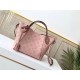 SpecialtyHINA small handbag with double design, with a spring buckle in the middle of the bag, foldable, stretchable, switching between a tote bag and a modern bucket bag, cut from calf leather with cut-outs, lightweight