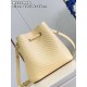 M22599 Yellow 22598g 】The NeoNoé BB bucket bag in supple cowhide leather is embossed with the Nano Monogram, a miniature version of the LV logo in a soft contrasting color to the Monogram floral pattern. The detachable c