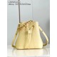 M22599 Yellow 22598g 】The NeoNoé BB bucket bag in supple cowhide leather is embossed with the Nano Monogram, a miniature version of the LV logo in a soft contrasting color to the Monogram floral pattern. The detachable c