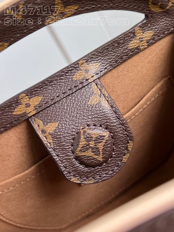 Top [Exclusive M47117] This Around Me bag is made from Monogram-coated canvas, inspired by the LV Circle logo. The logo was created in the 1920s and is featured in Louis Vuitton stores and advertisements. The rounded bag