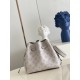 ExtraordinaryM58791 Pearlescent Gray] M57068 M57201 This Bella bucket bag is crafted from cutout cowhide leather with a metallic sheen that accentuates the perforated Monogram pattern. The sleek silhouette and round-neck