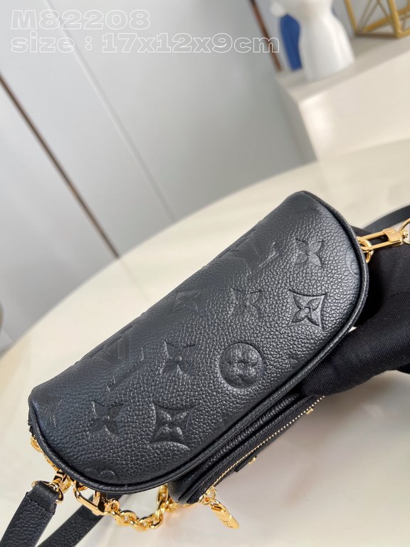 Exclusive M82208 Black Embossed] Louis Vuitton's soft take on the trendy fanny pack design, the Mini Bumbag is crafted from Monogram Empreinte leather and features a zippered main compartment and zippered pockets embelli