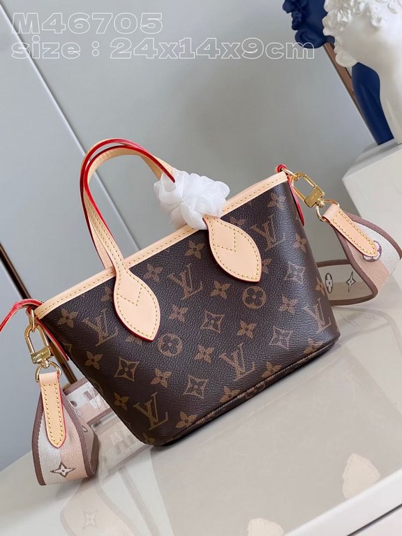 M46705 】This Neverfull BB bag combines classic design with iconic details. Crafted from Damier Ebene canvas, it features a colorful fabric lining and cowhide trims for a roomy but not bulky look. The sides are cinched fo