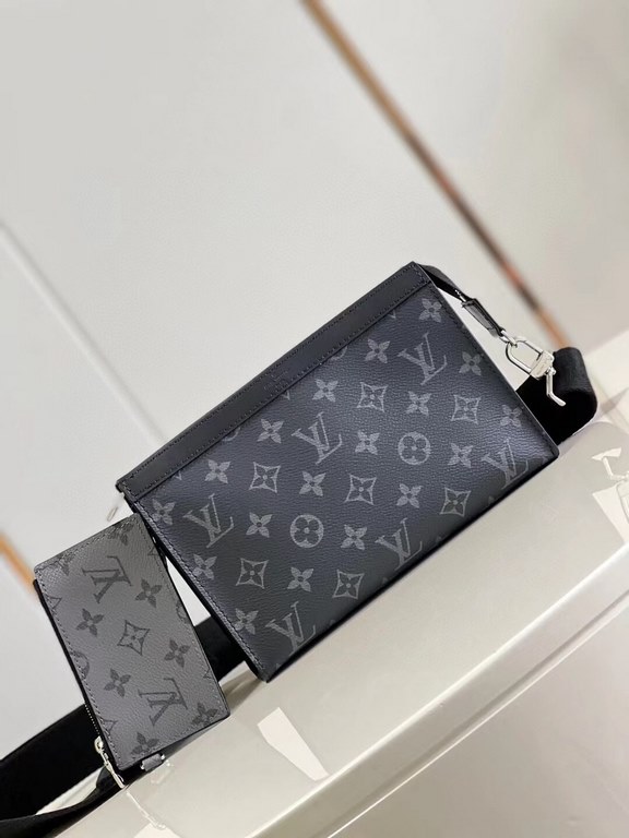 The M81018 Alpha Wearable Wallet with Monogram Eclipse canvas and leather trim holds a cell phone and small money clip. The wide-opening design and side organza construction allows for easy access and the adjustable shou