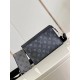 The M81018 Alpha Wearable Wallet with Monogram Eclipse canvas and leather trim holds a cell phone and small money clip. The wide-opening design and side organza construction allows for easy access and the adjustable shou