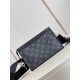 The M81018 Alpha Wearable Wallet with Monogram Eclipse canvas and leather trim holds a cell phone and small money clip. The wide-opening design and side organza construction allows for easy access and the adjustable shou