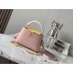 special gradeM20845 Grapefruit Pink Floral TricotThis Capucines mini handbag is a soft and feminine piece a Taurillon leather body with a light-colored flap and top handle, and an enameled Monogram floral chain that can 