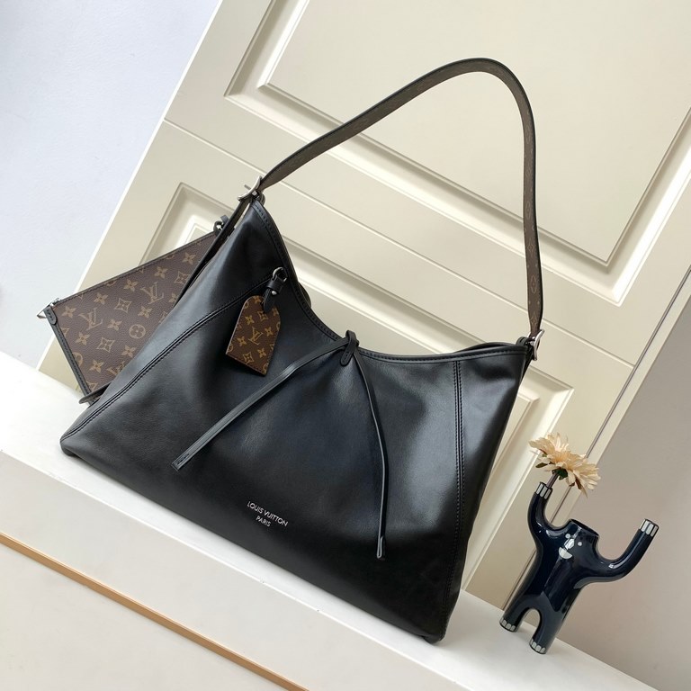 Top M25413 Black LeatherA sleek, slouchy silhouette in supple sheepskin, this CarryAll Dark medium bag added attention to the SpringSummer 2024 show looks. Polished metal pieces are complemented by a tactile, slightly wr