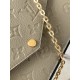 Top M68697 Elephant GrayThe Pochette Félicie chain bag is shaped like an envelope in Monogram Empreinte leather and embossed with the classic Monogram pattern. The ample compartments are complemented by a removable zippe