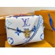 M23055 Blue New for the season from the Messenger Bag Collection POCHETTE MéTIS Medium This Pochette Metis bag features a watercolor effect of LV's letters and Monogram florals on canvas, and a fine Monogram floral patte