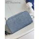 Exclusive M22534 】Montsouris shoulder bag with Monogram pattern embossed on faded denim, a personalized alternative to the classic design. The drawstring closure gives it a soft shape and the vintage label is from the br