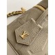 Top of the lineM45608 Embossed Elephant Gray This Vanity pouch combines Giant Monogram embossing, elegant shaping and leather top handles. Leather tassels open the zipper with ease and a padlock keeps it secure. The deta