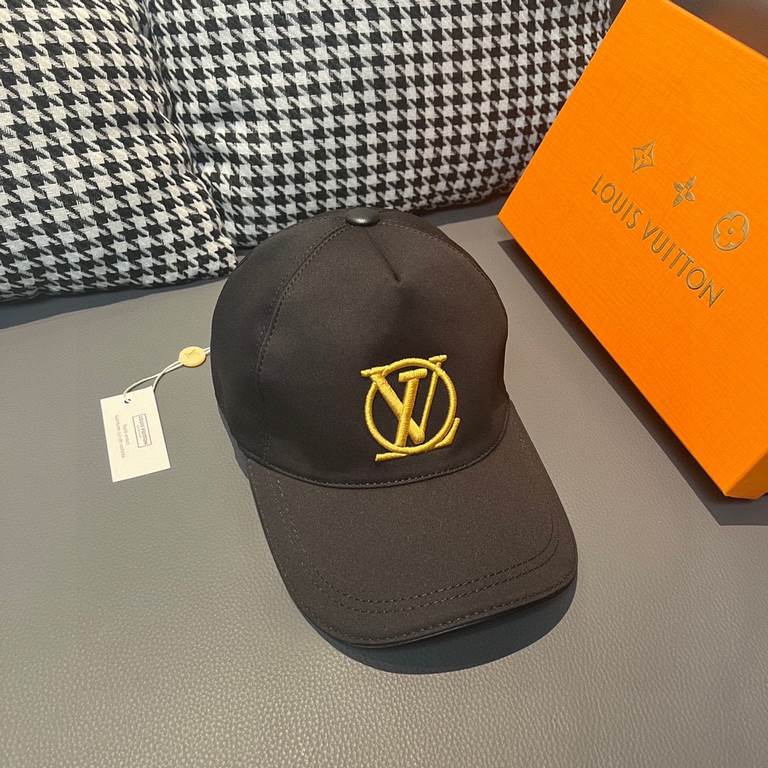 New ShipmentsNew model shipmentWith box cloth bag, LV (Louis Vuitton) new original single baseball cap, LV gold silk embroidery, counter 11 open mold customized, original cotton fabric   head layer cowhide, fine embroide