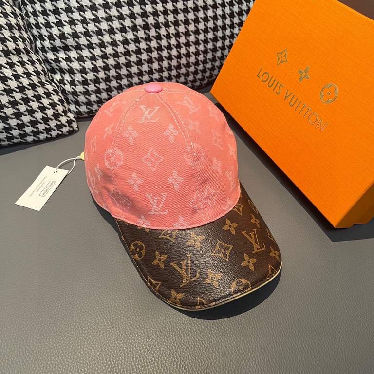 LV (Louis Vuitton).With box cloth bag, LV (Louis Vuitton) new original single baseball cap, old flower splicing, 11 open mold customized, original denim fabric   counter old flower leather, workmanship is meticulous and 