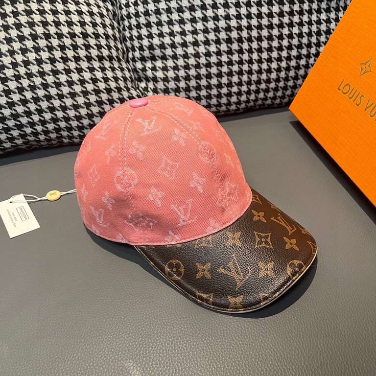 LV (Louis Vuitton).With box cloth bag, LV (Louis Vuitton) new original single baseball cap, old flower splicing, 11 open mold customized, original denim fabric   counter old flower leather, workmanship is meticulous and 