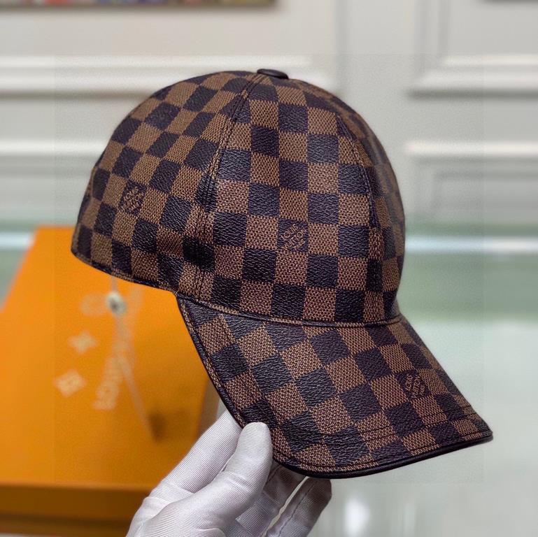 With packaging cloth bag, LV Louis Vuitton classic original single baseball cap, classic old flower, 11 open mold customized, the original counter PU leather   head layer cowhide wrapped edge, long years of explosive ver