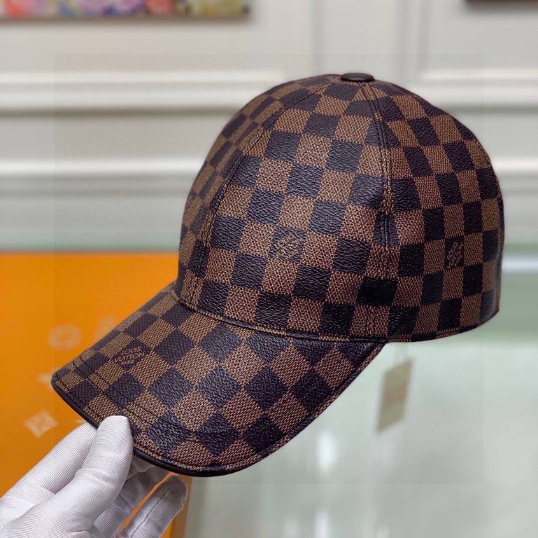 With packaging cloth bag, LV Louis Vuitton classic original single baseball cap, classic old flower, 11 open mold customized, the original counter PU leather   head layer cowhide wrapped edge, long years of explosive ver