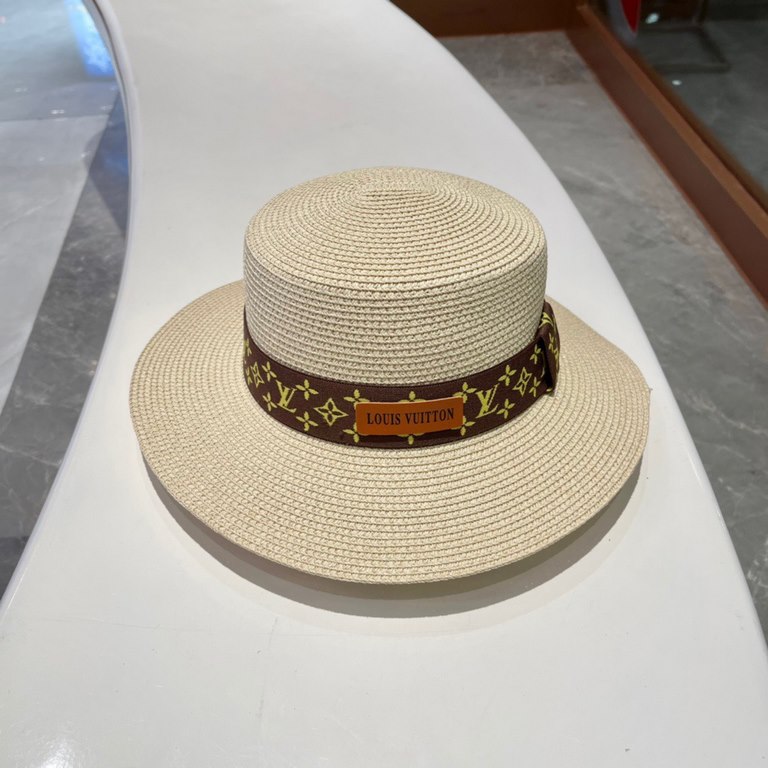 LV flat cap  flat straw hat  straw hat beach hat