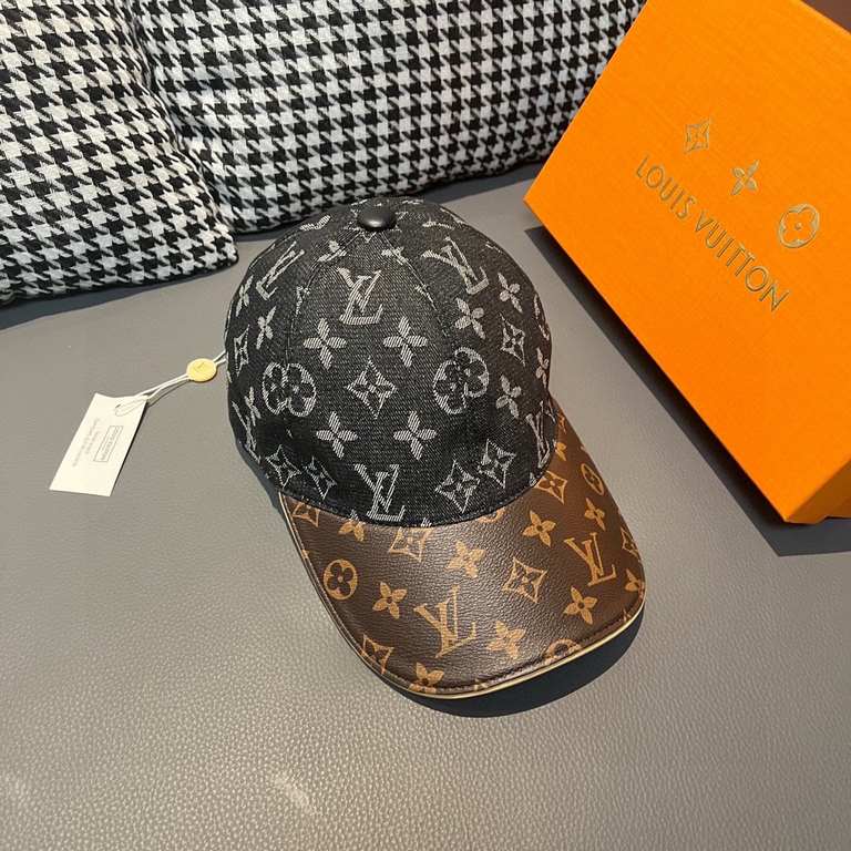 LV (Louis Vuitton).With box cloth bag, LV (Louis Vuitton) new original single baseball cap, old flower splicing, 11 open mold customized, original denim fabric   counter old flower leather, workmanship is meticulous and 