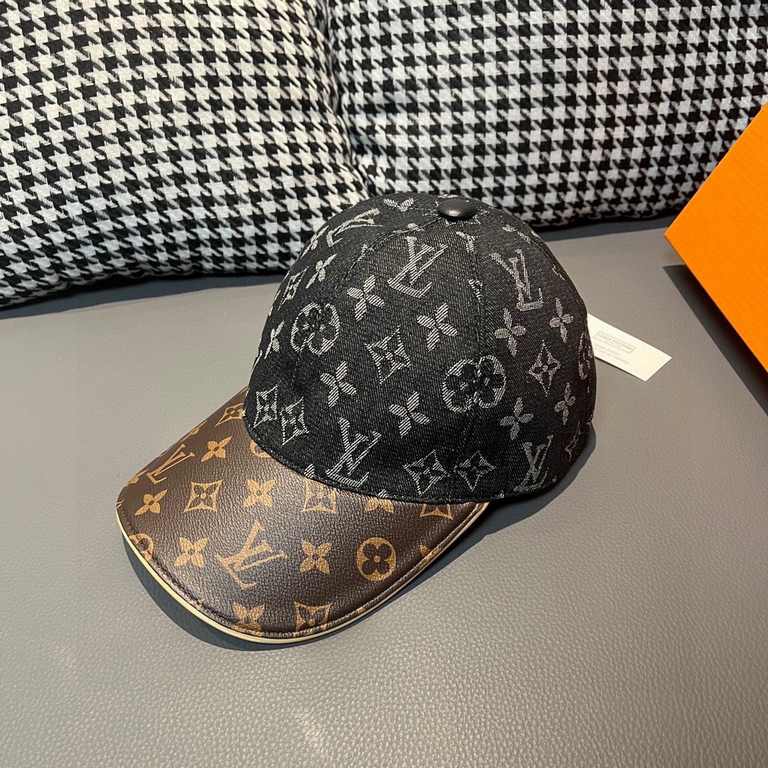 LV (Louis Vuitton).With box cloth bag, LV (Louis Vuitton) new original single baseball cap, old flower splicing, 11 open mold customized, original denim fabric   counter old flower leather, workmanship is meticulous and 