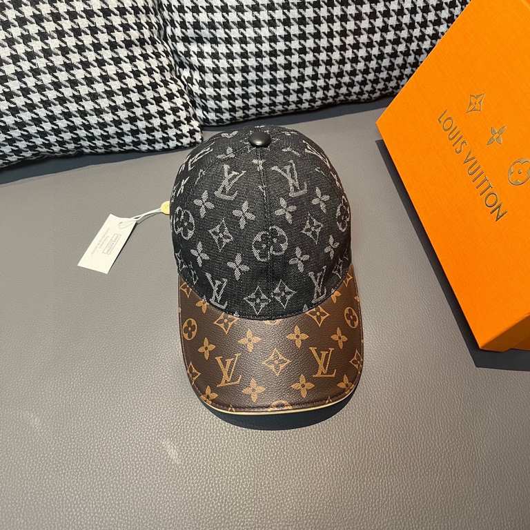 LV (Louis Vuitton).With box cloth bag, LV (Louis Vuitton) new original single baseball cap, old flower splicing, 11 open mold customized, original denim fabric   counter old flower leather, workmanship is meticulous and 