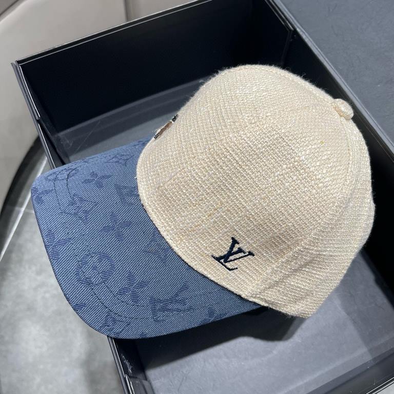 LV (Louis Vuitton) new original single baseball cap, old flower splicing, 11 open mold customized, original denim fabric   counter old flower leather, meticulous and perfect workmanship, superb quality, the base head cir