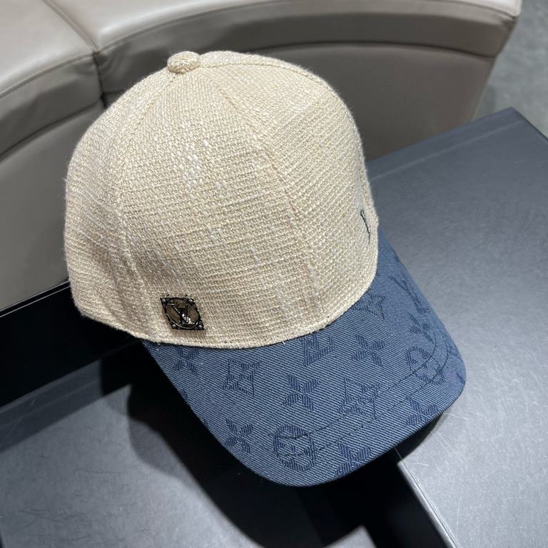 LV (Louis Vuitton) new original single baseball cap, old flower splicing, 11 open mold customized, original denim fabric   counter old flower leather, meticulous and perfect workmanship, superb quality, the base head cir