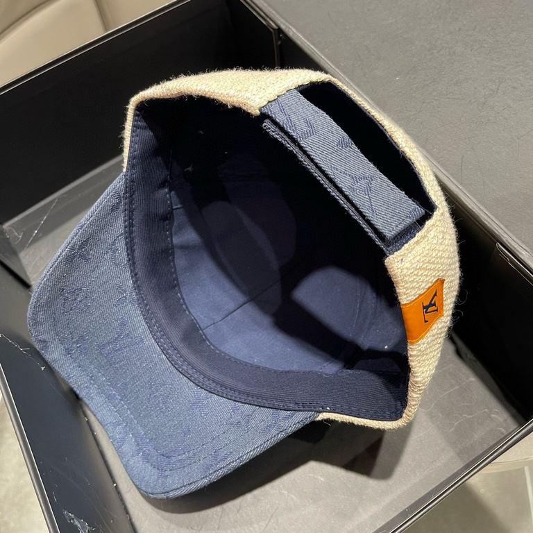 LV (Louis Vuitton) new original single baseball cap, old flower splicing, 11 open mold customized, original denim fabric   counter old flower leather, meticulous and perfect workmanship, superb quality, the base head cir