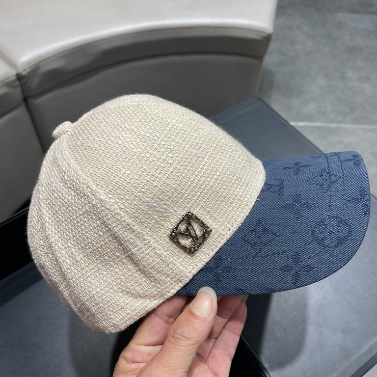 LV (Louis Vuitton) new original single baseball cap, old flower splicing, 11 open mold customized, original denim fabric   counter old flower leather, meticulous and perfect workmanship, superb quality, the base head cir