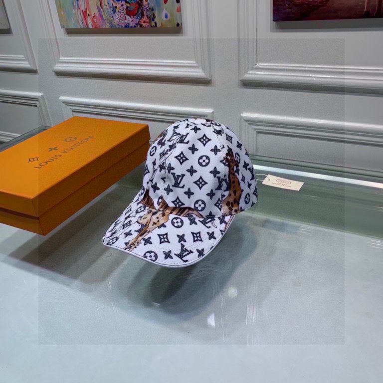 LV Louis Vuitton baseball cap.With box cloth bag, LV Louis Vuitton new original single baseball cap, animal silkscreen, 11 open mold customized, original silkscreen satin fabric   head layer cowhide, fashionable and hand