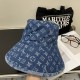 LV denim old flower vintage models fisherman hat   at the time the first look really stunning ah, especially show face small. This is what fairy hat, antique loom do old denim fabric many times washed processing! Do old 