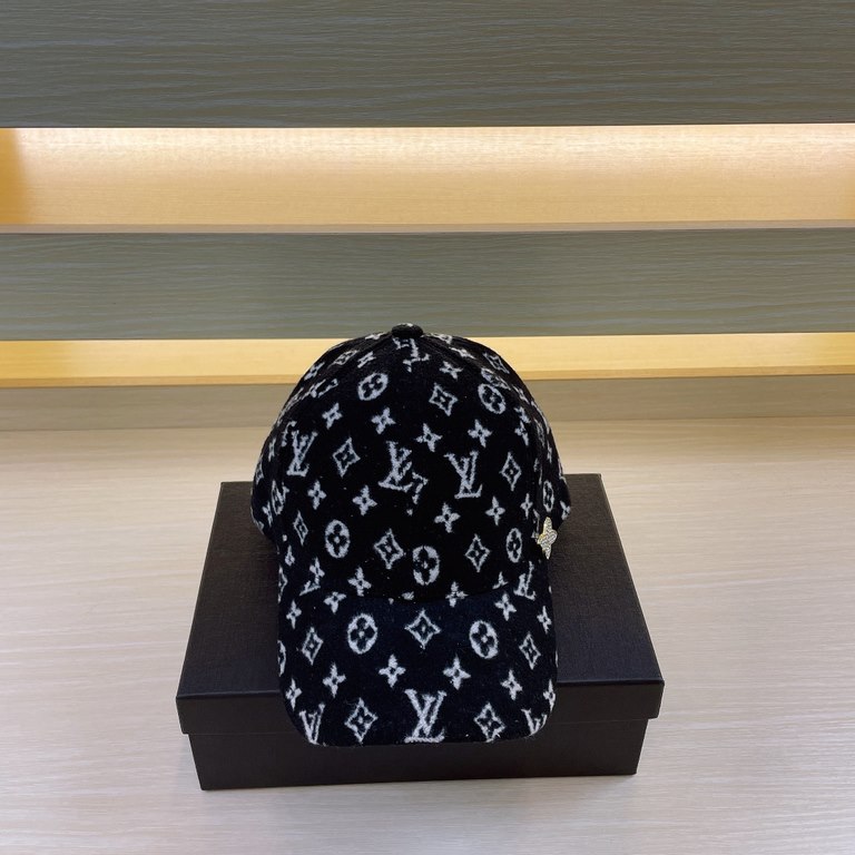 LV (Louis Vuitton) new duck tongue cap, tweed baseball cap, 100% wool fabric  % Haute Couture, head circumference 57cm