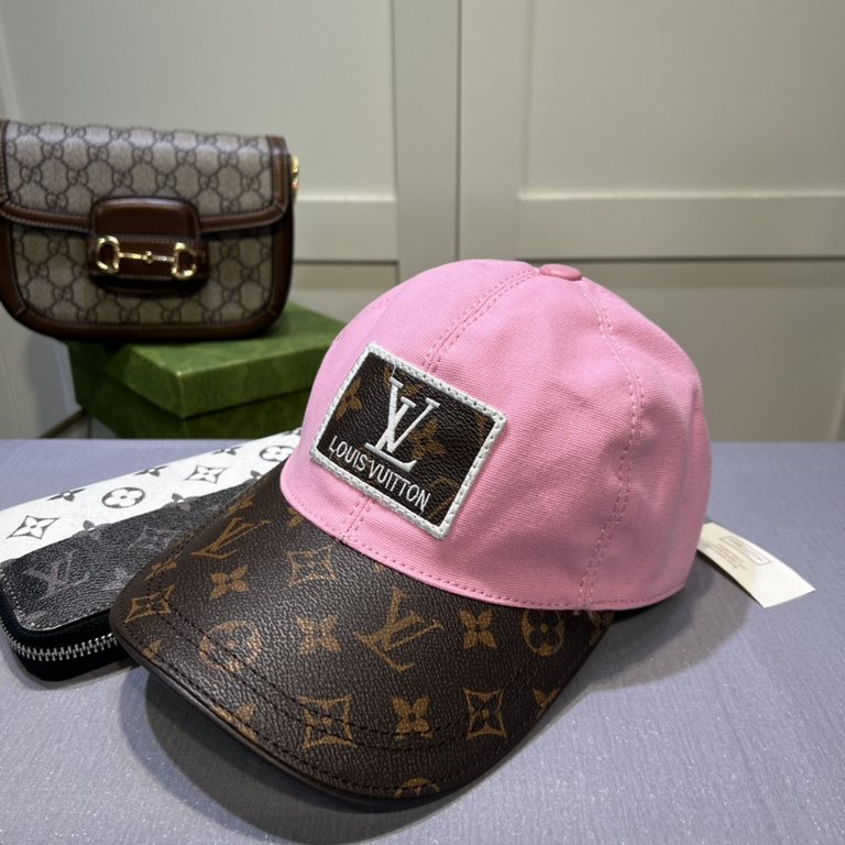 LV (Louis Vuitton) new original single baseball cap, LV embroidery, counter 11 open mold customized, original canvas fabric   head layer cowhide, fine embroidery! Awesome quality, base head circumference 56, patch adjust