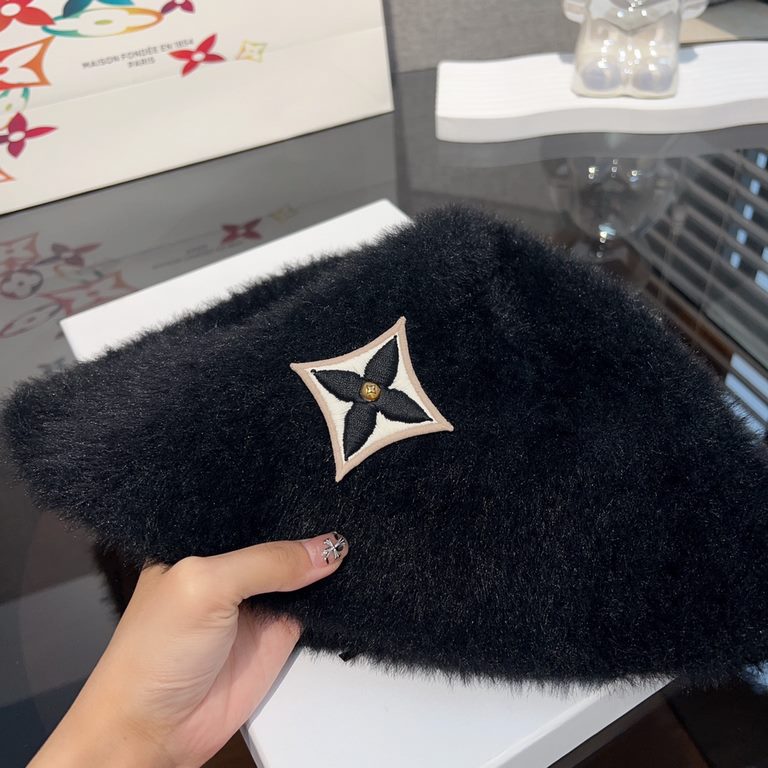 SpecialLV Louis Vuitton   Hat Bucket Hat Fall and Winter 2023 Explosive New Cashmere Basin Hat Plush Fisherman's Hat Female