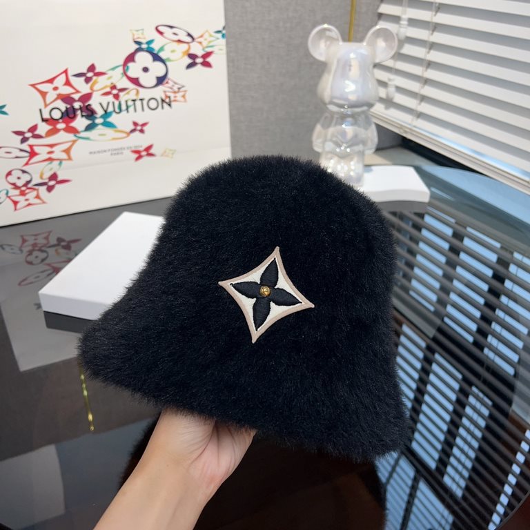 SpecialLV Louis Vuitton   Hat Bucket Hat Fall and Winter 2023 Explosive New Cashmere Basin Hat Plush Fisherman's Hat Female