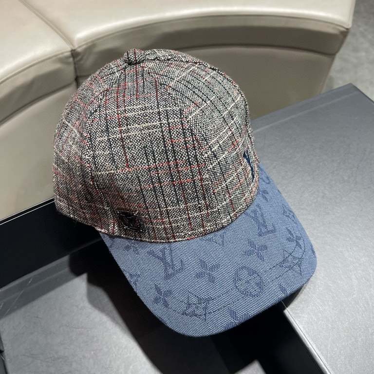 LV (Louis Vuitton) new original single baseball cap, old flower splicing, 11 open mold customized, original denim fabric   counter old flower leather, meticulous and perfect workmanship, superb quality, the base head cir