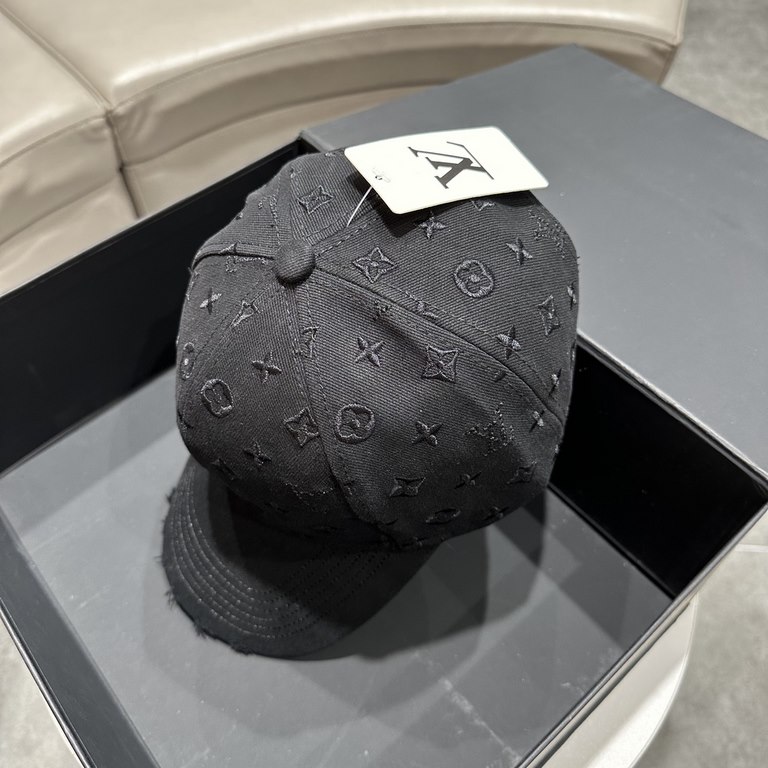 LV Louis Vuitton] new full print logo pattern paragraph baseball cap, counter synchronization shipment, big name models super good with, hurry to get!